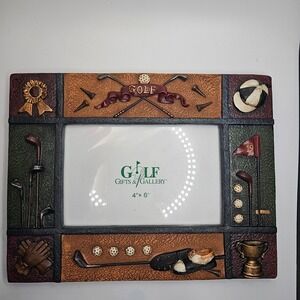 Classic Golf Motif 4x6 Picture Frame Hand Crafted & Painted Golf Gifts & Gallery